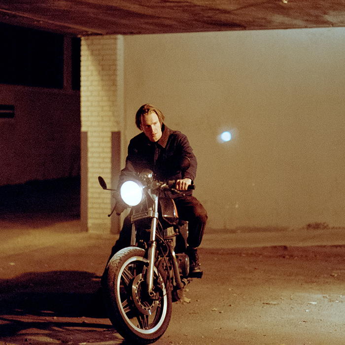 person and motorcycle